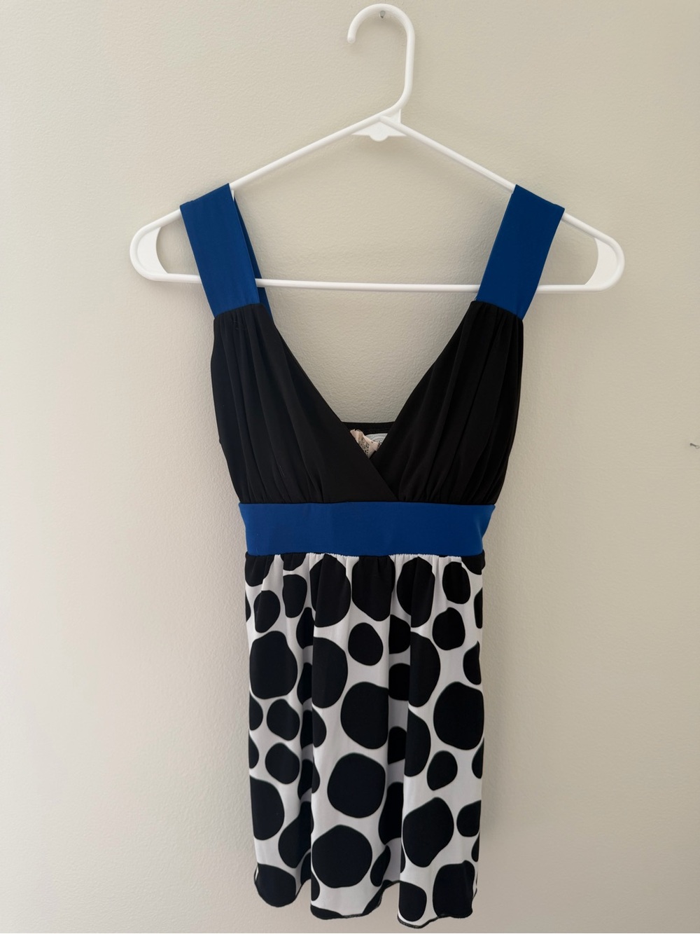 Black & Blue Polka Dot Y2K Women's Top